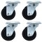 Bk Resources 4-inch Plate Casters, Polyolefin Wheels, Top Lock Brake, 300lb Capacity, 4PK 4SBR-1PT-LDP-PS4 - alternate 2